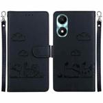 For Honor X5 Plus / Play 40C Cute Cats RFID Leather Phone Case(Black)