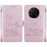 For Honor Magic7 Cute Cats RFID Leather Phone Case(Rose Gold)