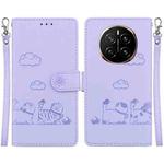 For Honor Magic7 Cute Cats RFID Leather Phone Case(Purple)