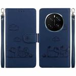 For Honor Magic7 Pro Cute Cats RFID Leather Phone Case(Blue)