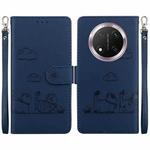 For Honor X9c Cute Cats RFID Leather Phone Case(Blue)