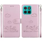 For Honor X8c 4G Cute Cats RFID Leather Phone Case(Rose Gold)