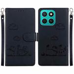 For Honor X8c 4G Cute Cats RFID Leather Phone Case(Black)
