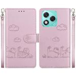 For Honor 400 Lite Cute Cats RFID Leather Phone Case(Rose Gold)