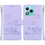 For Honor 400 Lite Cute Cats RFID Leather Phone Case(Purple)