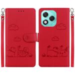 For Honor 400 Lite Cute Cats RFID Leather Phone Case(Red)