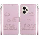 For Honor 400 Global 156.5mm Cute Cats RFID Leather Phone Case(Rose Gold)