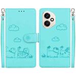 For Honor 400 Global 156.5mm Cute Cats RFID Leather Phone Case(Green)