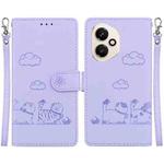For Honor 400 Global 156.5mm Cute Cats RFID Leather Phone Case(Purple)