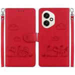 For Honor 400 Global 156.5mm Cute Cats RFID Leather Phone Case(Red)