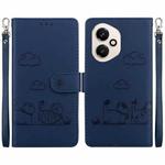 For Honor 400 Global 156.5mm Cute Cats RFID Leather Phone Case(Blue)