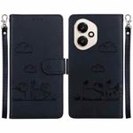 For Honor 400 Global 156.5mm Cute Cats RFID Leather Phone Case(Black)