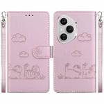 For Honor 400 Pro Global 160.8mm Cute Cats RFID Leather Phone Case(Rose Gold)
