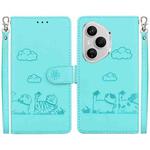 For Honor 400 Pro Global 160.8mm Cute Cats RFID Leather Phone Case(Green)