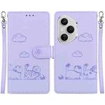 For Honor 400 Pro Global 160.8mm Cute Cats RFID Leather Phone Case(Purple)