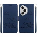 For Honor 400 Pro Global 160.8mm Cute Cats RFID Leather Phone Case(Blue)