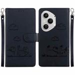 For Honor 400 Pro Global 160.8mm Cute Cats RFID Leather Phone Case(Black)