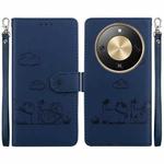For Honor X70 5G Cute Cats RFID Leather Phone Case(Blue)