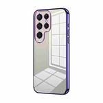 For Samsung Galaxy S25 Ultra 5G Transparent Plating Fine Hole Phone Case(Purple)