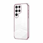 For Samsung Galaxy S25 Ultra 5G Transparent Plating Fine Hole Phone Case(Pink)