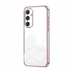 For Samsung Galaxy S25 5G Transparent Plating Fine Hole Phone Case(Pink)