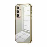 For Samsung Galaxy S25 5G Transparent Plating Fine Hole Phone Case(Gold)