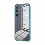 For Samsung Galaxy S25 5G Transparent Plating Fine Hole Phone Case(Blue)