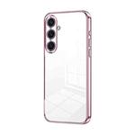 For Samsung Galaxy S25+ 5G Transparent Plating Fine Hole Phone Case(Pink)