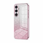 For Samsung Galaxy S25+ 5G Gradient Glitter Powder Electroplated Phone Case(Pink)