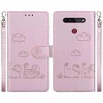 For LG K41S / K51S Cute Cats RFID Leather Phone Case(Rose Gold)