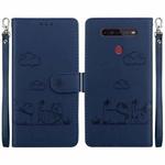 For LG K41S / K51S Cute Cats RFID Leather Phone Case(Blue)