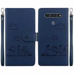 For LG K61 Cute Cats RFID Leather Phone Case(Blue)