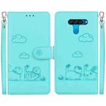 For LG K50 / Q60 Cute Cats RFID Leather Phone Case(Green)