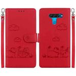 For LG K50 / Q60 Cute Cats RFID Leather Phone Case(Red)