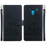 For LG K50 / Q60 Cute Cats RFID Leather Phone Case(Black)