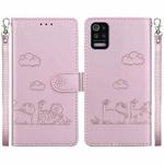 For LG K52 / K62 / Q52 Cute Cats RFID Leather Phone Case(Rose Gold)