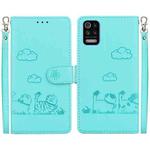 For LG K52 / K62 / Q52 Cute Cats RFID Leather Phone Case(Green)