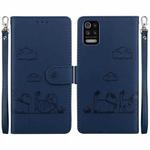 For LG K52 / K62 / Q52 Cute Cats RFID Leather Phone Case(Blue)