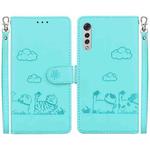 For LG Velvet / G9 4G / G9 5G  Cute Cats RFID Leather Phone Case(Green)