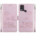For Nokia C22 Cute Cats RFID Leather Phone Case(Rose Gold)