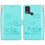 For Nokia C22 Cute Cats RFID Leather Phone Case(Green)