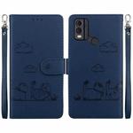 For Nokia C22 Cute Cats RFID Leather Phone Case(Blue)