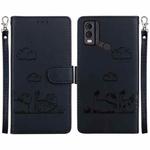 For Nokia C22 Cute Cats RFID Leather Phone Case(Black)