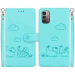 For Nokia G21 / G11 Cute Cats RFID Leather Phone Case(Green)