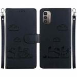 For Nokia G21 / G11 Cute Cats RFID Leather Phone Case(Black)