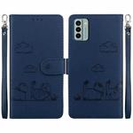 For Nokia G22 Cute Cats RFID Leather Phone Case(Blue)