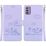 For Nokia G42 Cute Cats RFID Leather Phone Case(Purple)