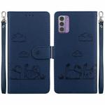 For Nokia G42 Cute Cats RFID Leather Phone Case(Blue)