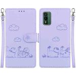 For Nokia XR21 Cute Cats RFID Leather Phone Case(Purple)