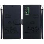 For Nokia XR21 Cute Cats RFID Leather Phone Case(Black)